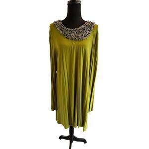 Vintage T-Bags Knee Length Dress w/Embellished Neckline Beading - RARE - XL